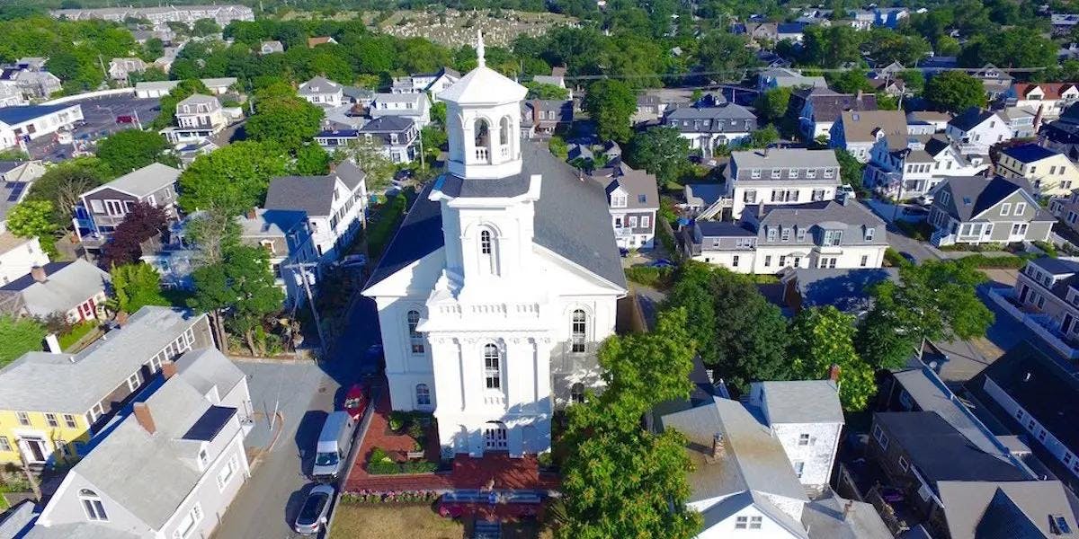 An arial view of Provincetown Public Library